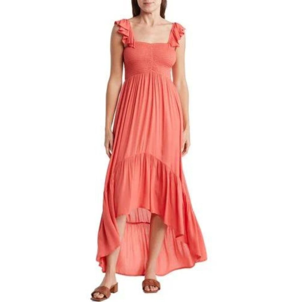 Area Stars Coral Bella High Low Maxi Dress Size Small NWT